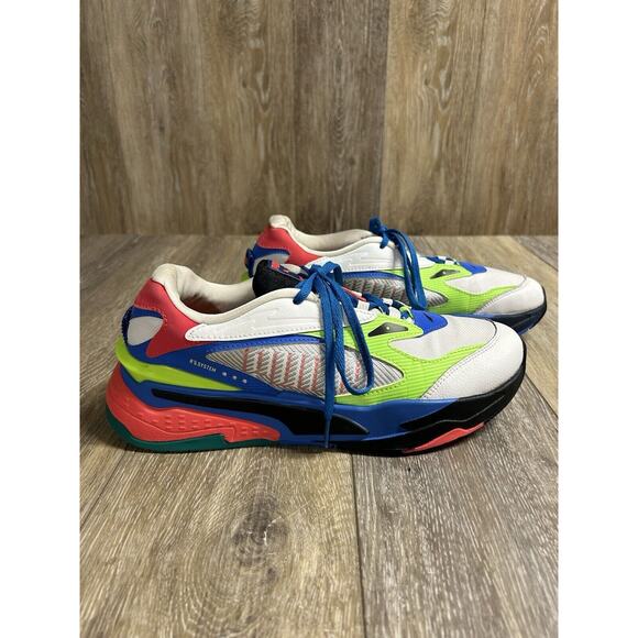 Puma Mens US Size 9 RS-Fast Dazed 382927-01 White Red Blue Sneaker Shoes - Picture 1 of 14